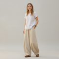 Cotton Linen High Waist Lantern Trousers for Women - Casual Chic Style