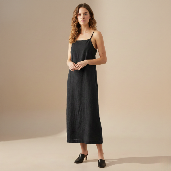 Cotton Linen Slip Dress for Women with Pockets - Casual Summer Wear