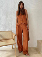 Cotton Linen Two-Piece Outfit for Casual Wear and Relaxation