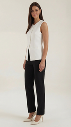 Cotton Tank Top with Button Details - Lightweight Sleeveless Shirt for Casual Everyday Wear