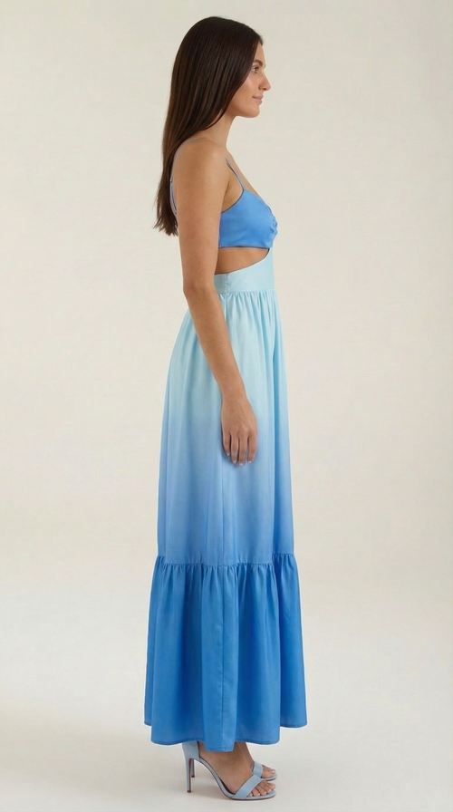 Cutout Maxi Dress in Lightweight Fabric for Casual or Formal Wear