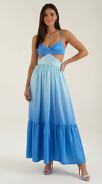 Cutout Maxi Dress in Lightweight Fabric for Casual or Formal Wear