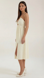 Cutout Midi Dress in Soft Fabric - Elegant Casual Wear for Women