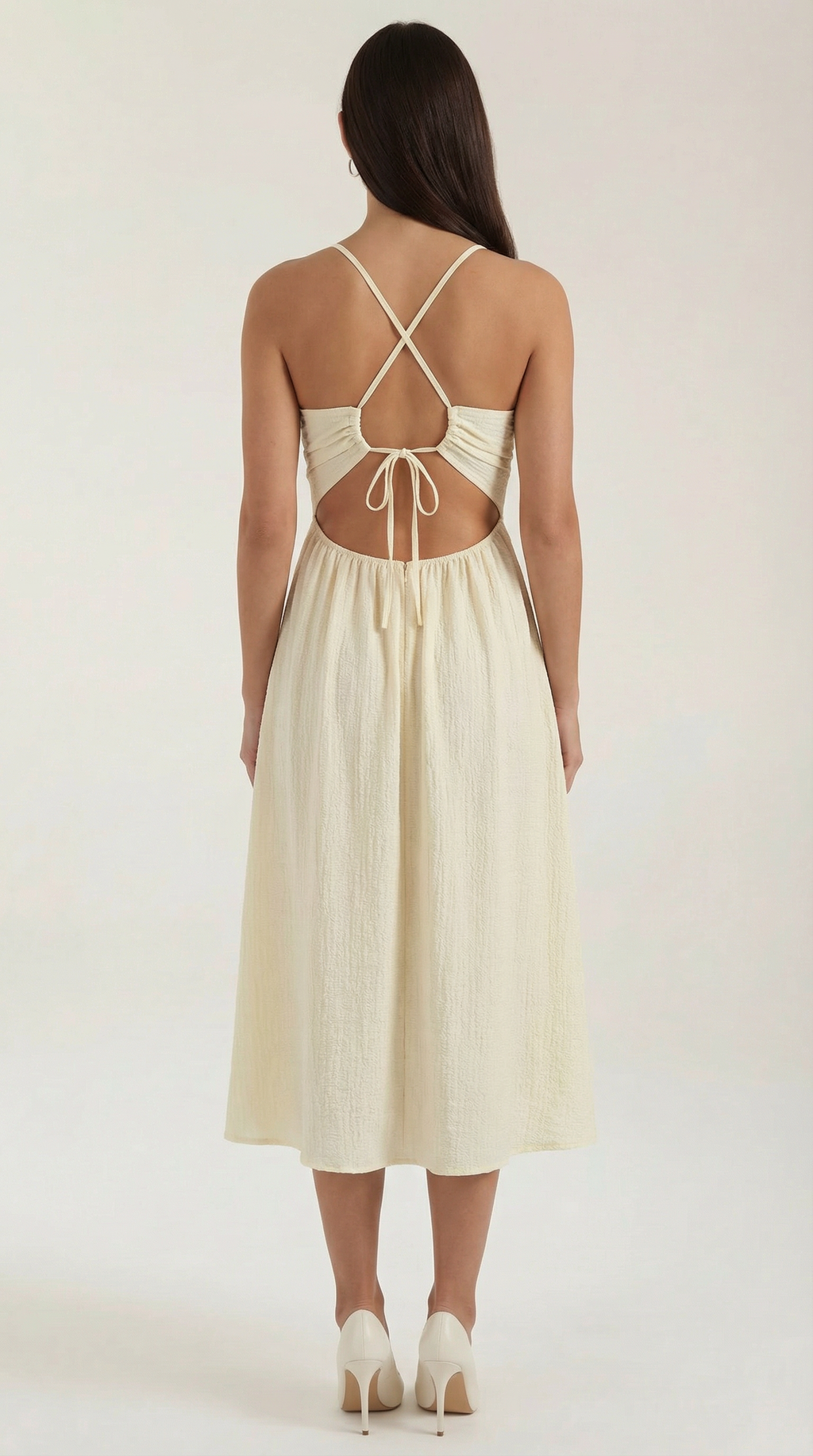 Cutout Midi Dress in Soft Fabric - Elegant Casual Wear for Women