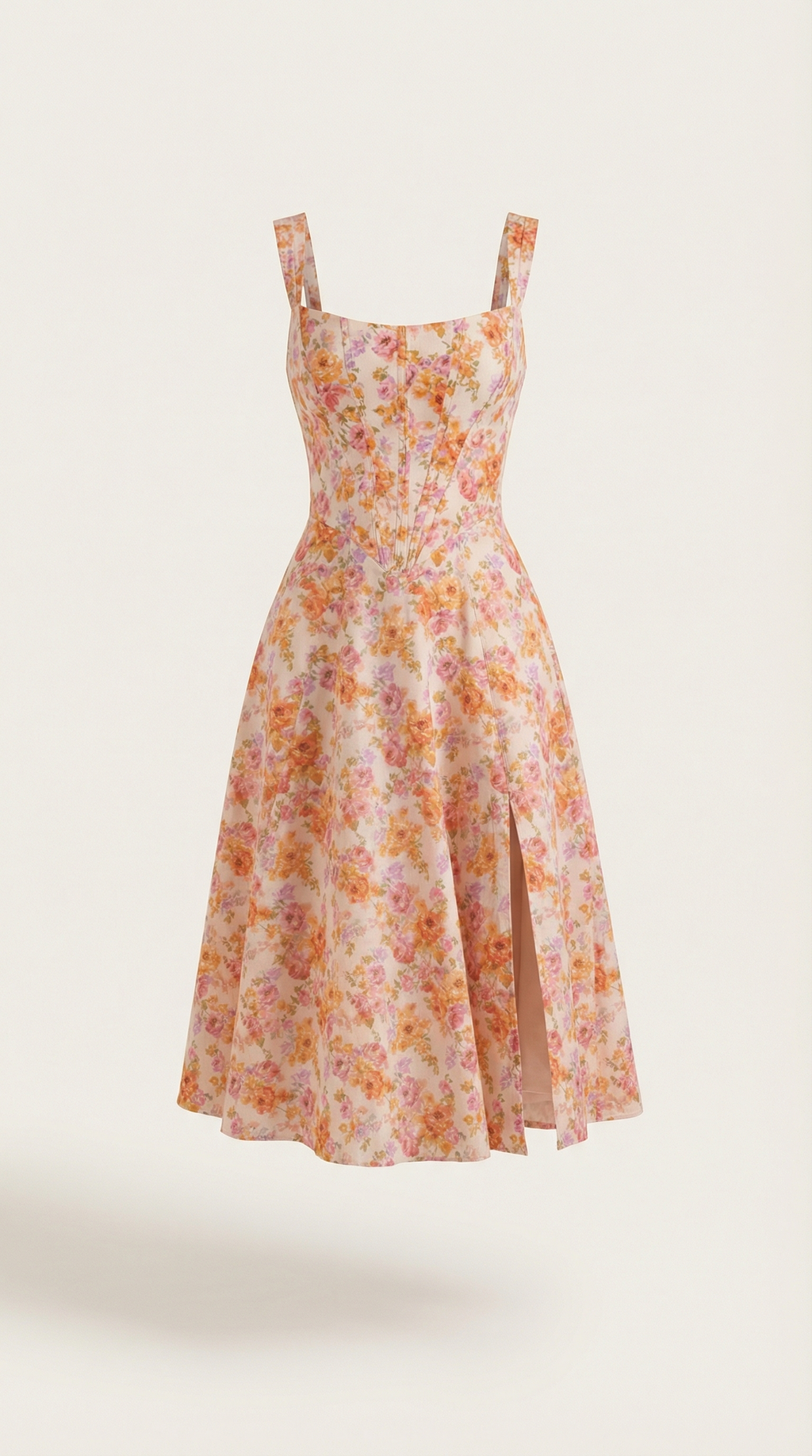 Dahlia Floral Print Midi Dress - Lightweight Cotton Summer Dress for Casual Outings and Beach Wear