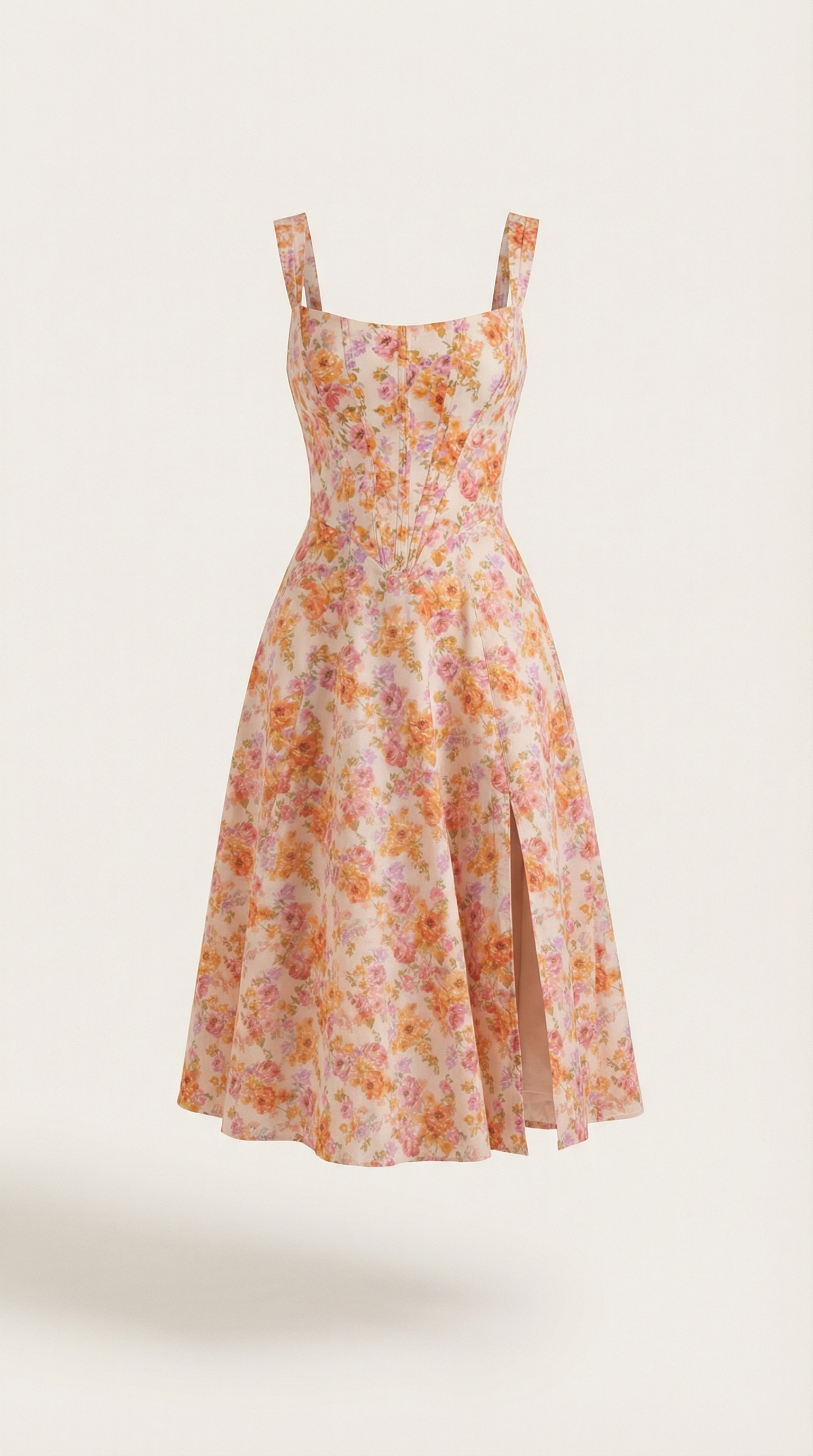 Dahlia Floral Print Midi Dress - Lightweight Cotton Summer Dress for Casual Outings and Beach Wear