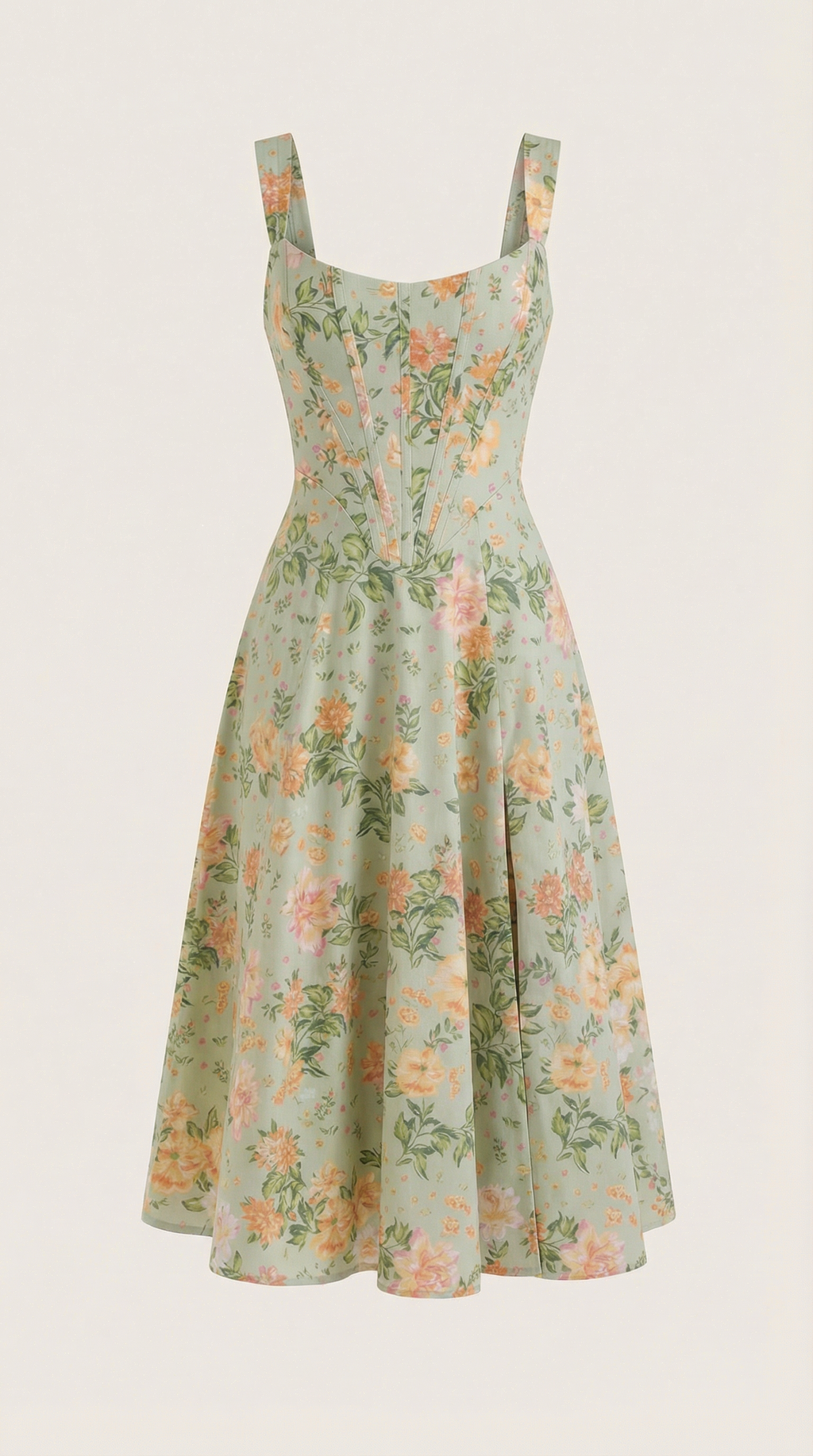 Dahlia Floral Print Midi Dress - Lightweight Cotton Summer Dress for Casual Outings and Beach Wear