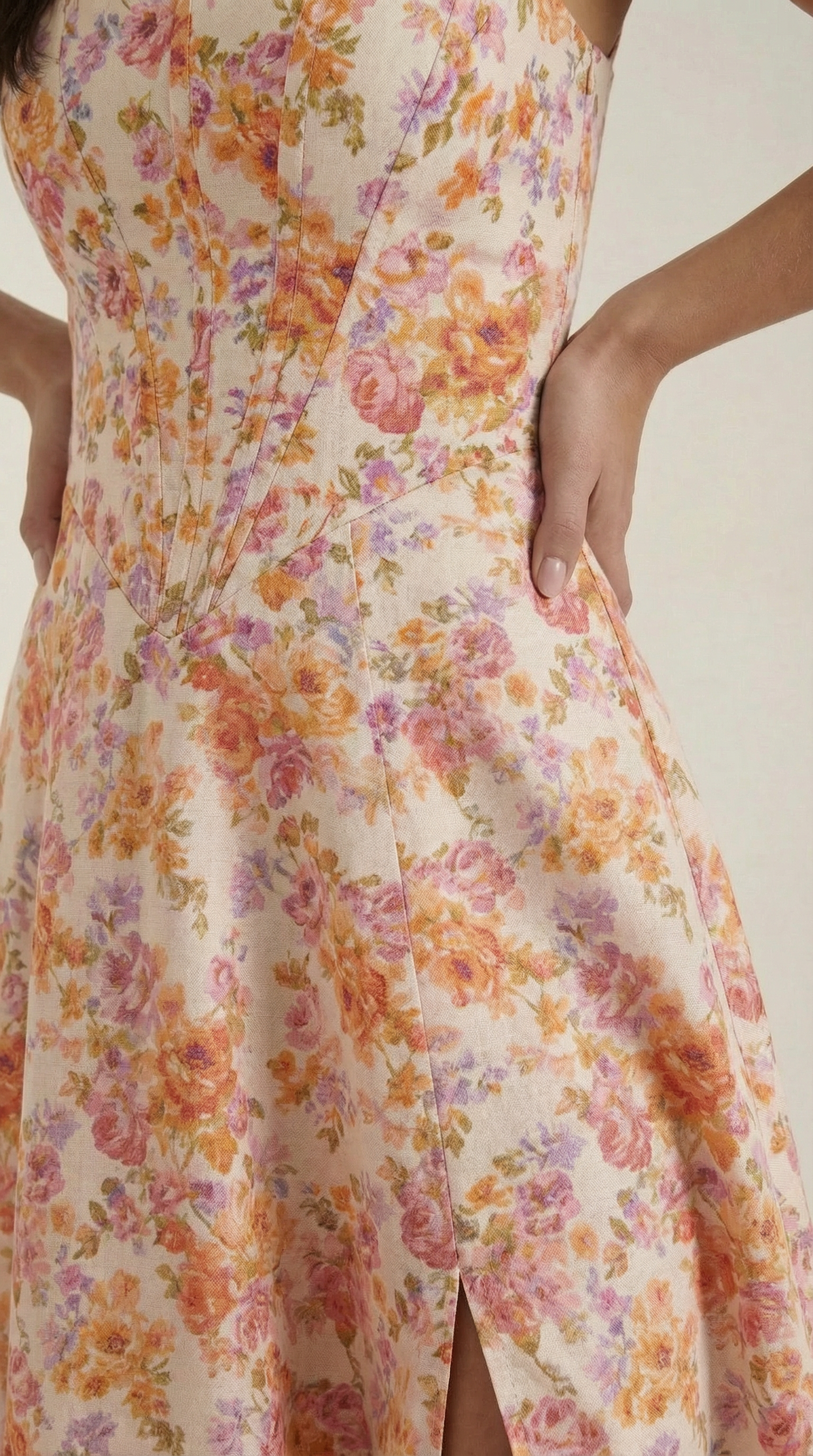 Dahlia Floral Print Midi Dress - Lightweight Cotton Summer Dress for Casual Outings and Beach Wear
