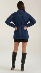 Denim Jacket with Belt for Women - Classic Style, Casual Wear, Versatile Outerwear, Available in Multiple Sizes