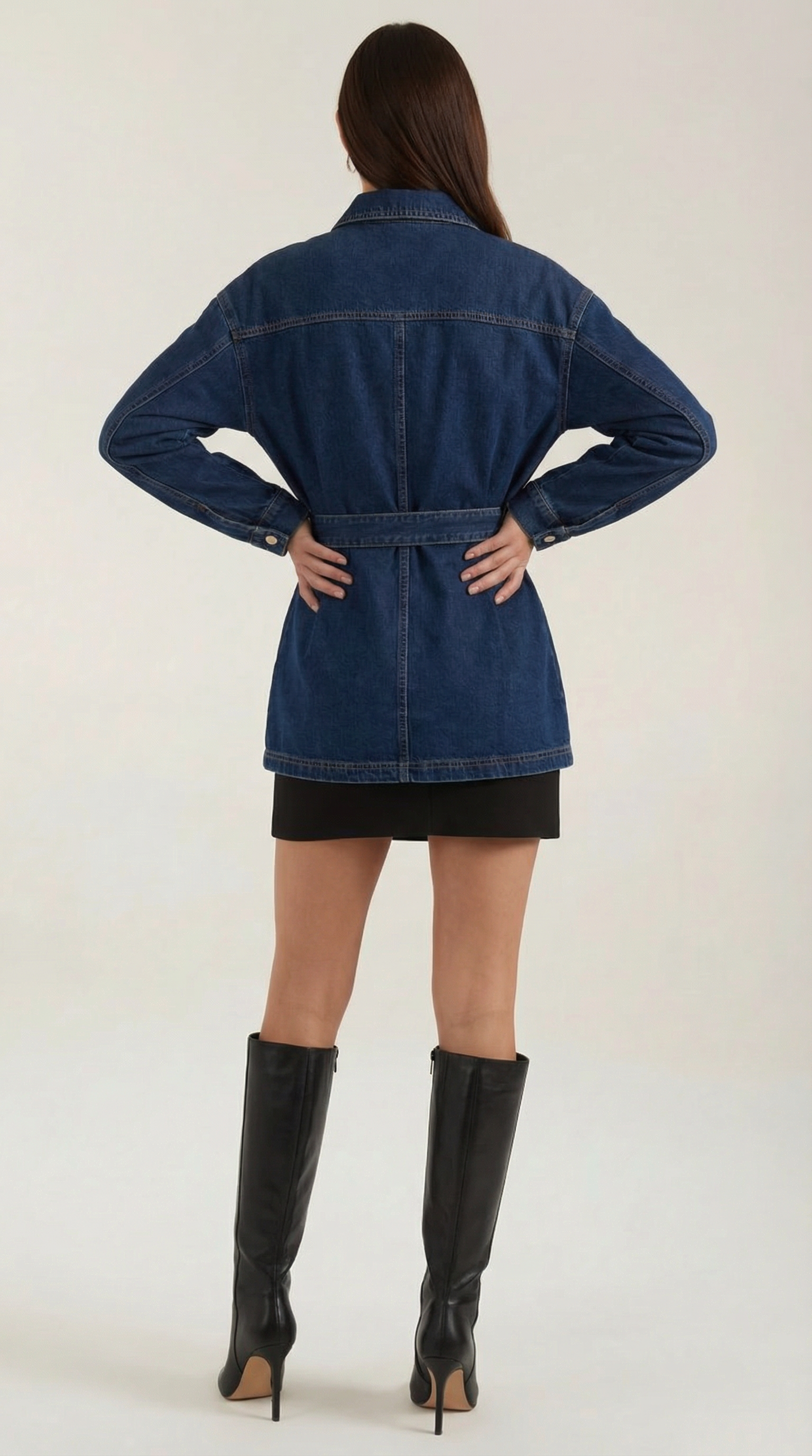 Denim Jacket with Belt for Women - Classic Style, Casual Wear, Versatile Outerwear, Available in Multiple Sizes