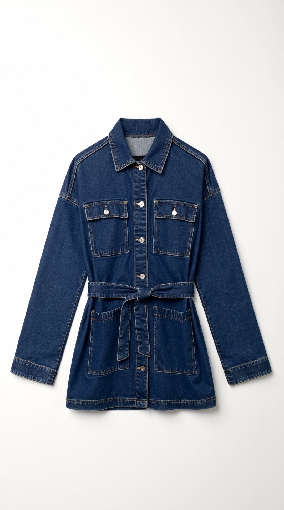 Denim Jacket with Belt for Women - Classic Style, Casual Wear, Versatile Outerwear, Available in Multiple Sizes