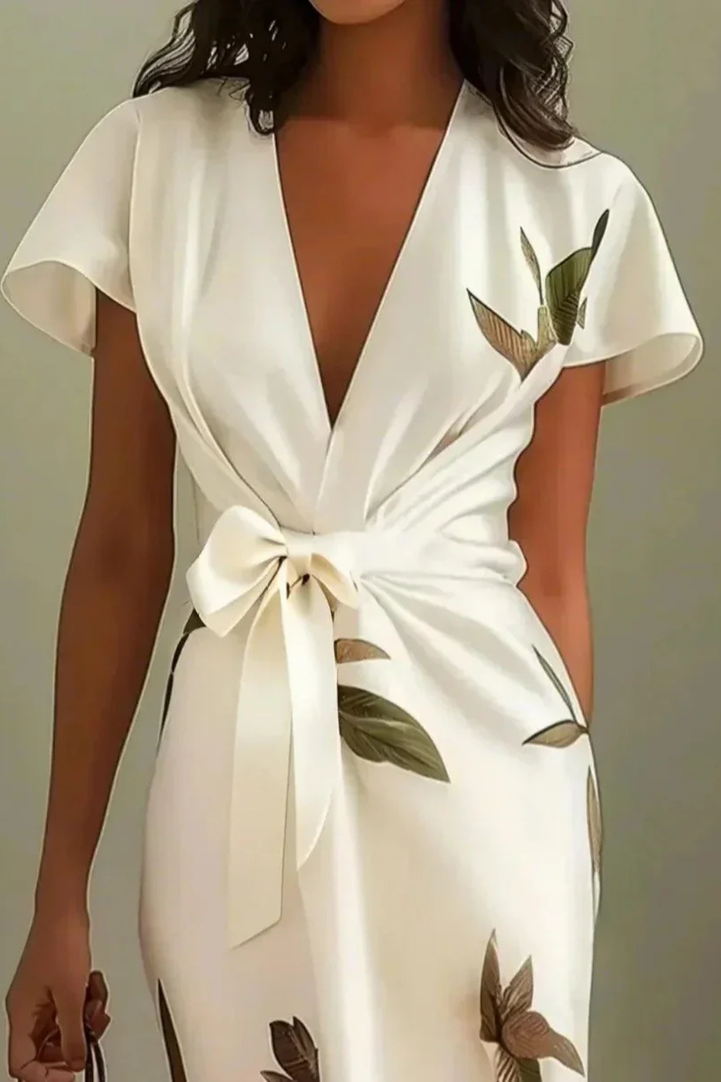 Elegant Wrap Midi Summer Dress for Women - Lightweight Fabric, Perfect for Casual Outings