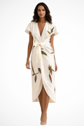 Elegant Wrap Midi Summer Dress for Women - Lightweight Fabric, Perfect for Casual Outings