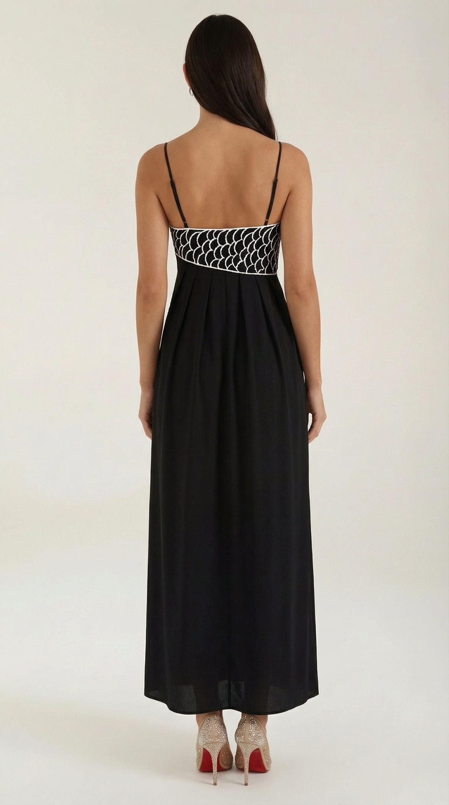 Embroidered Maxi Dress - Floral Design - Elegant Evening Wear - Women's Apparel