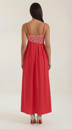 Embroidered Maxi Dress - Floral Design - Elegant Evening Wear - Women's Apparel