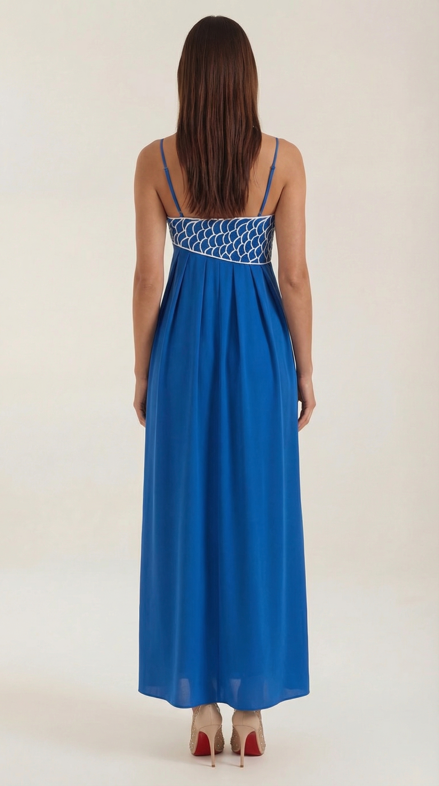 Embroidered Maxi Dress - Floral Design - Elegant Evening Wear - Women's Apparel
