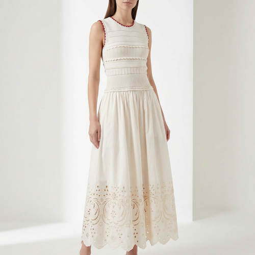 Embroidered Maxi Dress in Lightweight Fabric for Summer Events and Casual Wear