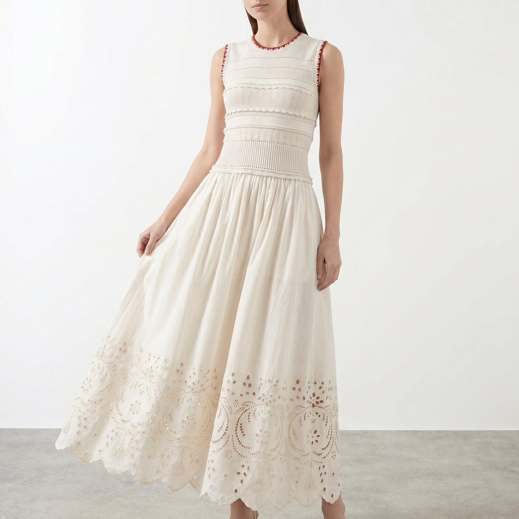 Embroidered Maxi Dress in Lightweight Fabric for Summer Events and Casual Wear