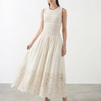Embroidered Maxi Dress in Lightweight Fabric for Summer Events and Casual Wear