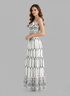 Embroidered Sleeveless Tie Back Skirt Set - Women's Summer Outfit