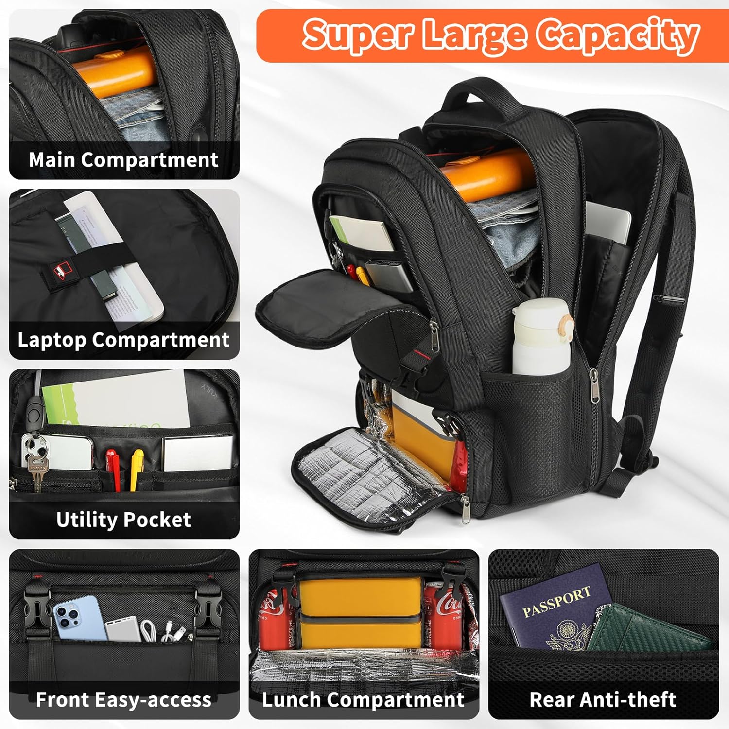 Extra-Large Laptop Backpack with USB Charging Port – Travel, Work
