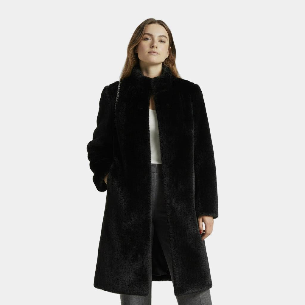 Faux Mink Fur Long Coat for Women - Stylish Winter Outerwear for Cold Weather