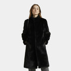 Faux Mink Fur Long Coat for Women - Stylish Winter Outerwear for Cold Weather