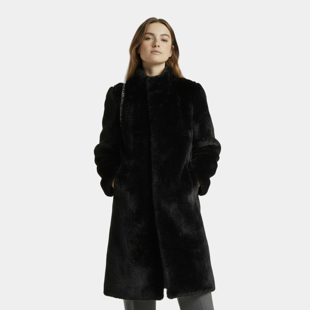 Faux Mink Fur Long Coat for Women - Stylish Winter Outerwear for Cold Weather