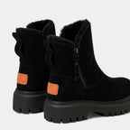 Faux Suede Winter Boots for Women with Fur Lining and Side Zip – Stylish and Warm Footwear for Cold Weather