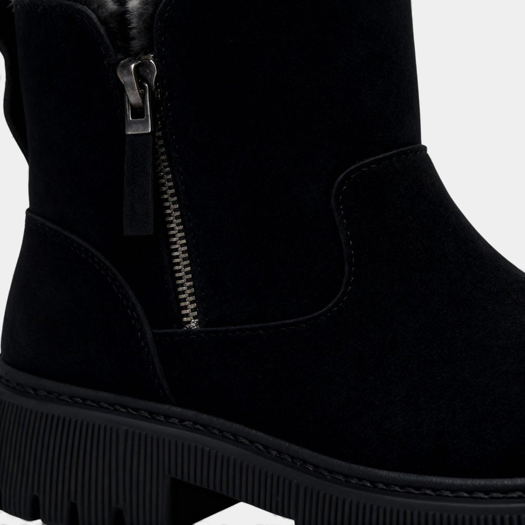 Faux Suede Winter Boots for Women with Fur Lining and Side Zip – Stylish and Warm Footwear for Cold Weather