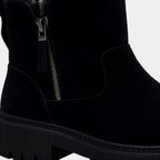 Faux Suede Winter Boots for Women with Fur Lining and Side Zip – Stylish and Warm Footwear for Cold Weather