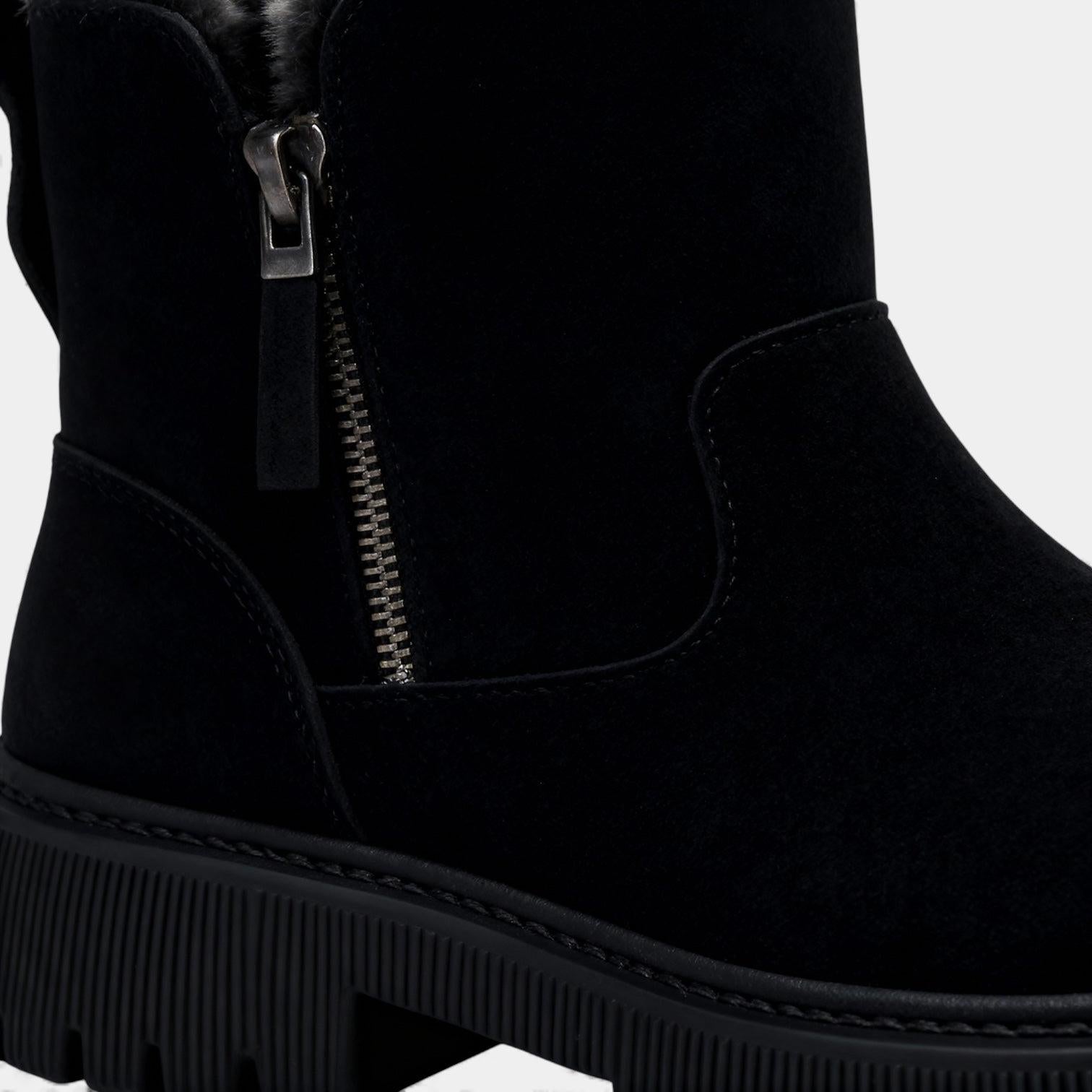 Faux Suede Winter Boots for Women with Fur Lining and Side Zip – Stylish and Warm Footwear for Cold Weather