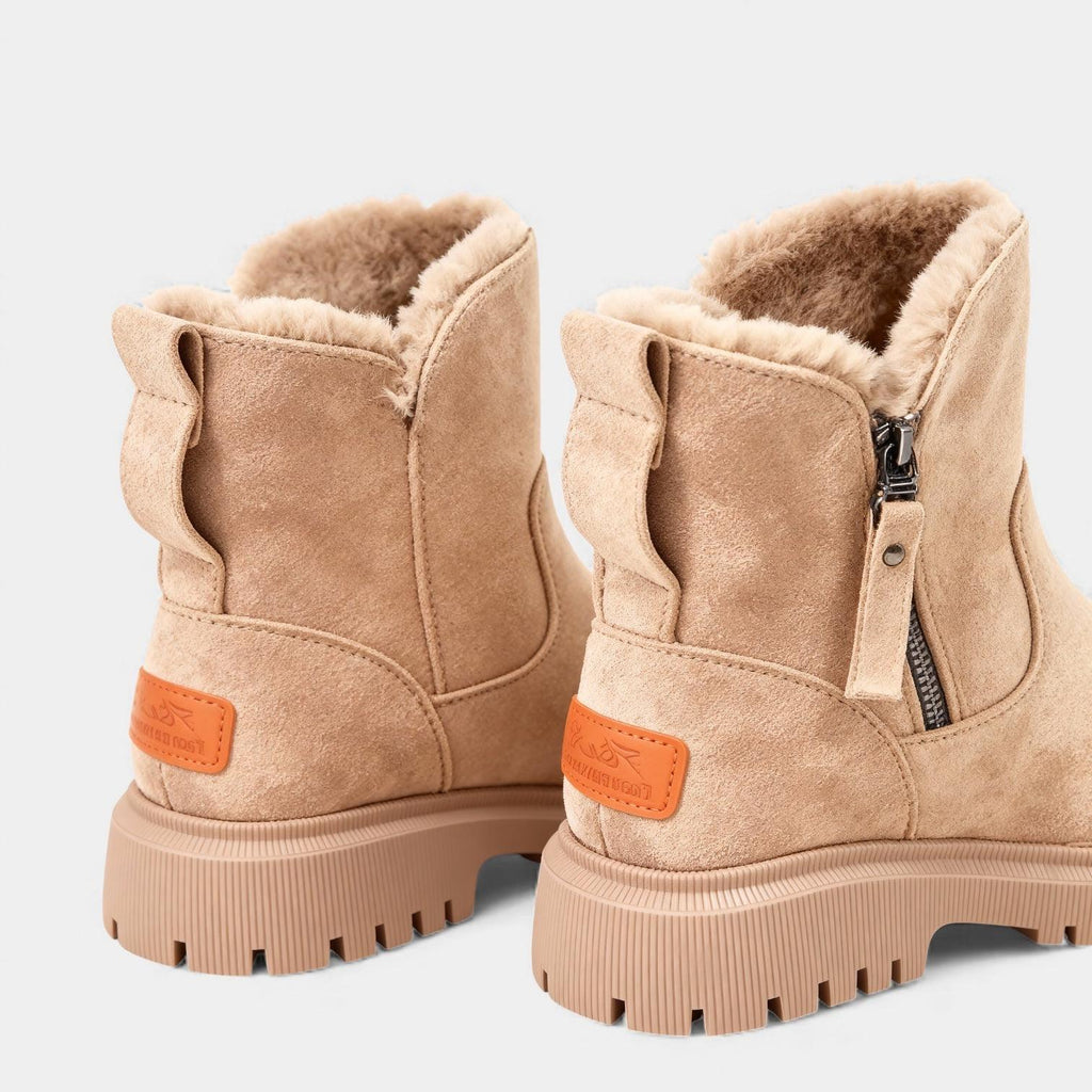 Faux Suede Winter Boots for Women with Fur Lining and Side Zip – Stylish and Warm Footwear for Cold Weather