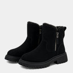 Faux Suede Winter Boots for Women with Fur Lining and Side Zip – Stylish and Warm Footwear for Cold Weather