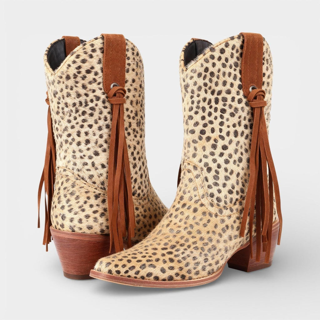 Faux Suede Women's Cowboy Boots - Pointed Toe Western Footwear for Casual and Dressy Occasions