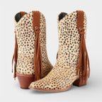 Faux Suede Women's Cowboy Boots - Pointed Toe Western Footwear for Casual and Dressy Occasions