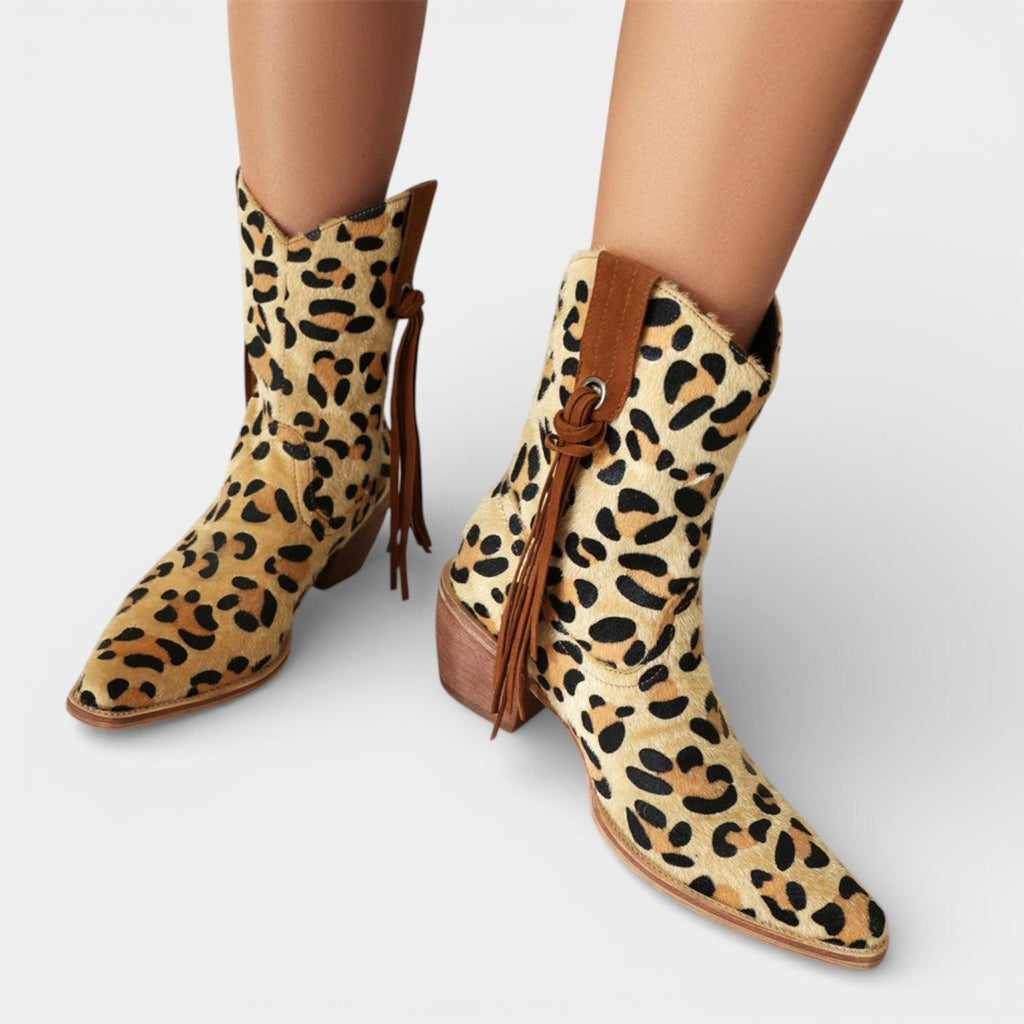 Faux Suede Women's Cowboy Boots - Pointed Toe Western Footwear for Casual and Dressy Occasions