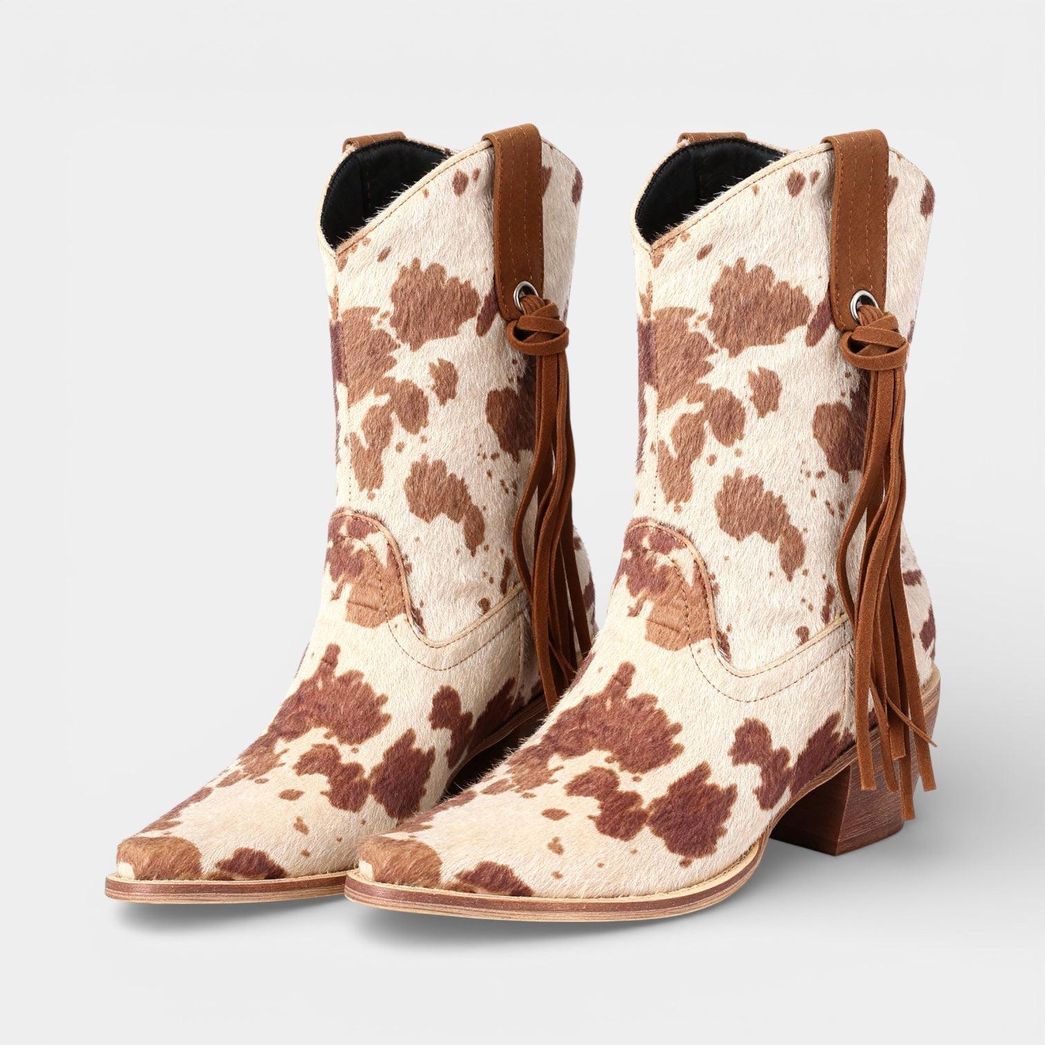 Faux Suede Women's Cowboy Boots - Pointed Toe Western Footwear for Casual and Dressy Occasions
