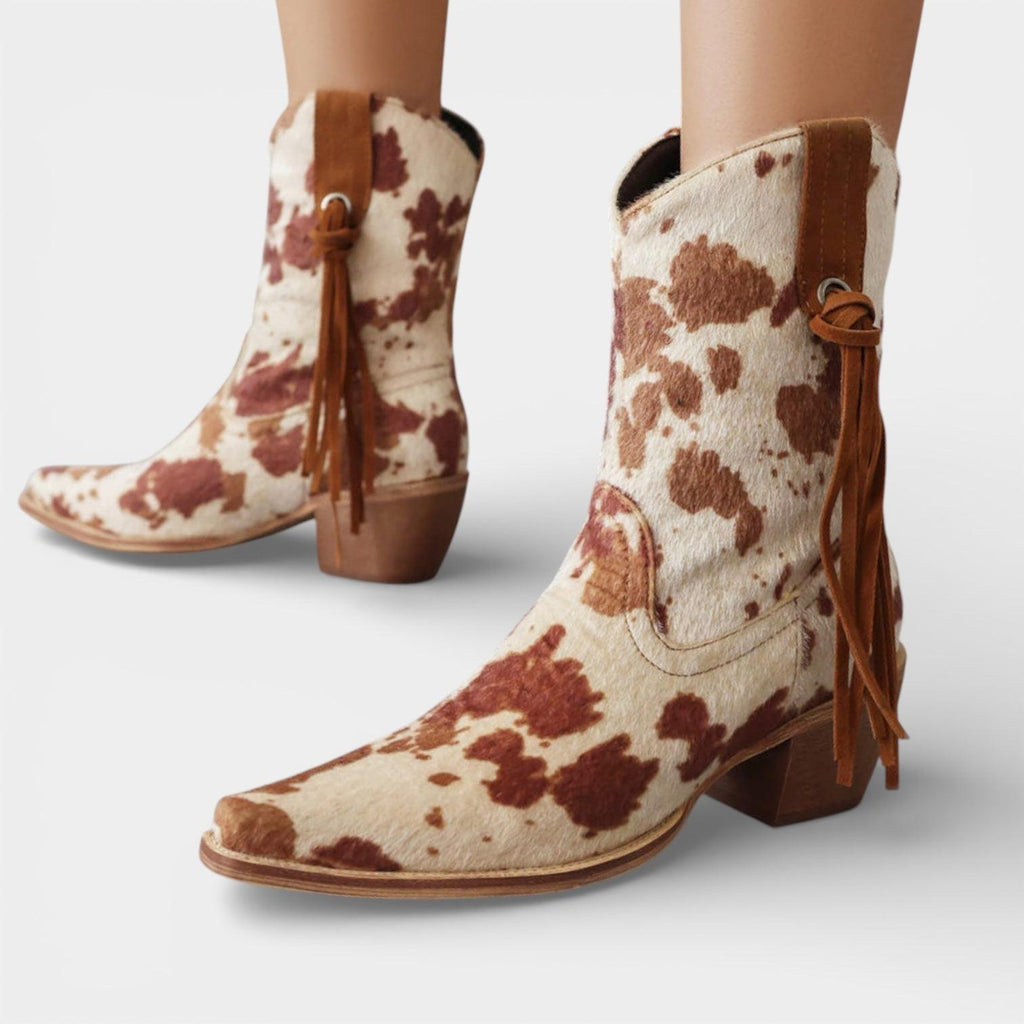 Faux Suede Women's Cowboy Boots - Pointed Toe Western Footwear for Casual and Dressy Occasions