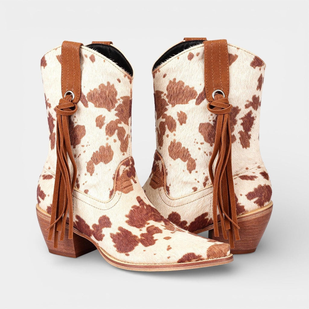 Faux Suede Women's Cowboy Boots - Pointed Toe Western Footwear for Casual and Dressy Occasions