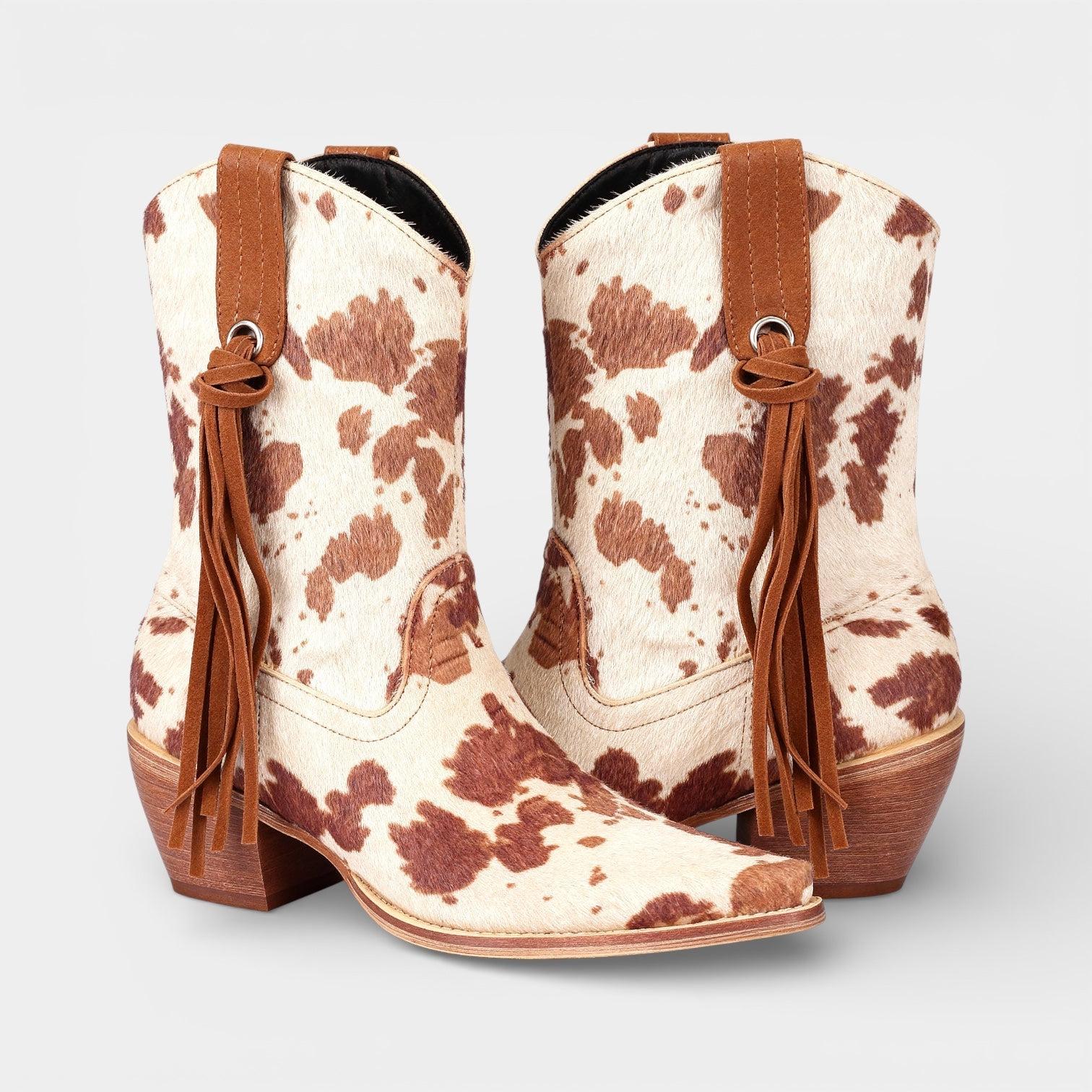 Faux Suede Women's Cowboy Boots - Pointed Toe Western Footwear for Casual and Dressy Occasions