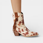 Faux Suede Women's Cowboy Boots - Pointed Toe Western Footwear for Casual and Dressy Occasions