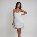 Feather Detail Mini Dress in Soft Fabric - Cute Party Dress for Women - Perfect for Special Occasions and Events