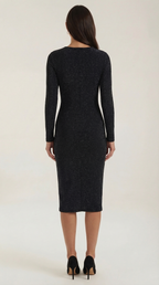 Figure-Hugging Midi Dress in Soft Stretch Fabric - Elegant Casual Wear for Parties and Events