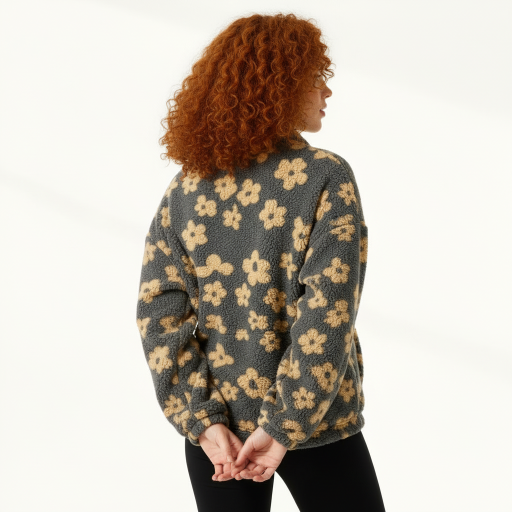 Fleece Half-Zip Pullover for Women - Plush Winter Sweater for Cozy Layering and Warmth