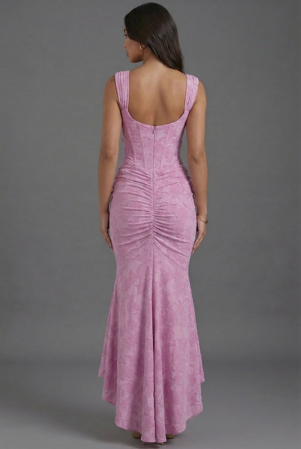Floral Corset Ruched Fishtail Dress for Wedding Guests - Elegant Evening Wear