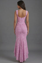 Floral Corset Ruched Fishtail Dress for Wedding Guests - Elegant Evening Wear