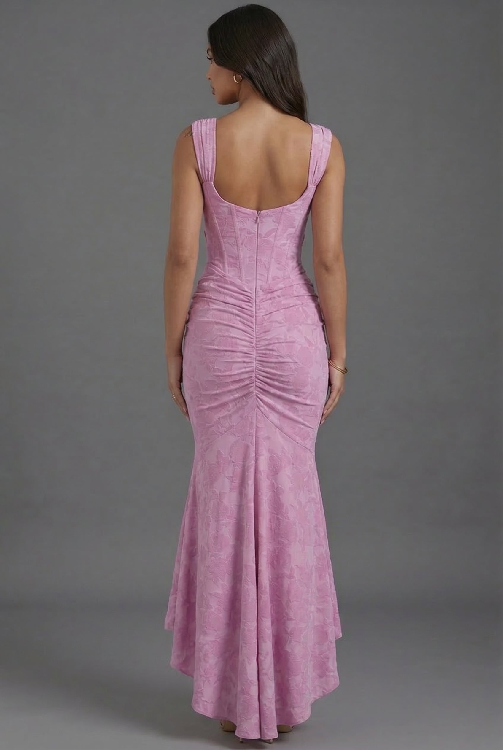 Floral Corset Ruched Fishtail Dress for Wedding Guests - Elegant Evening Wear