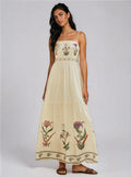 Floral Embroidered Maxi Dress for Women - Lightweight Summer Style