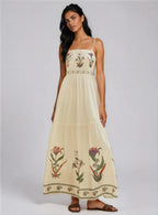 Floral Embroidered Maxi Dress for Women - Lightweight Summer Style